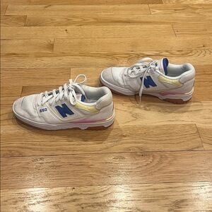 New Balance 550 White, Blue, Pink and Yellow Sneakers